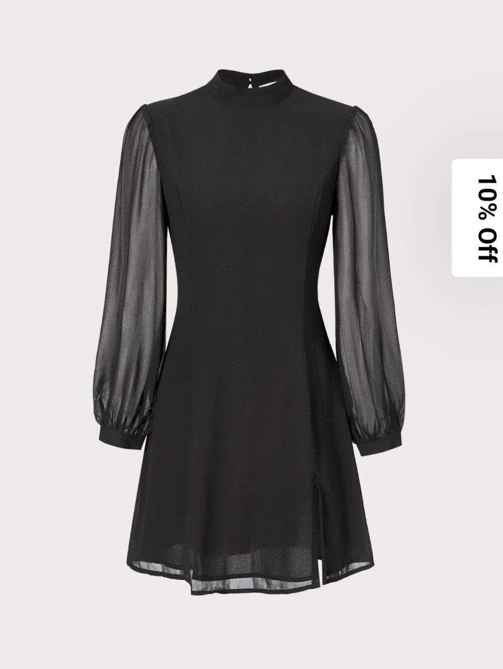 RIHOAS Black Long Sleeve Mini Dress